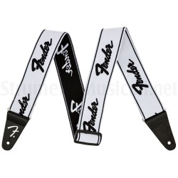 FENDER Weighless Strap Running Logo White/Black