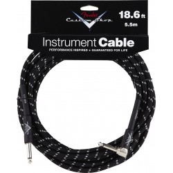 Fender® Custom Shop Performance Series Cable, 18.6', Angled, Black Tweed